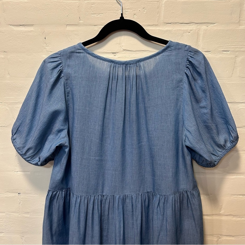 NWT LOFT Light Blue Chambray Clean Girl Normcore Coastal Mini Dress Size S - Picture 7 of 7
